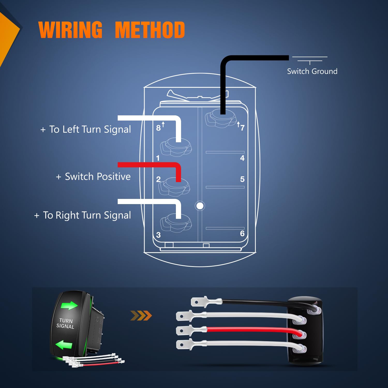Nilight Turn Signal Switch Green 4Pin On Off On Rocker Switch Laser Etched Spdt Toggle Switches 12V 20A 24V 10A Jumper Wires For