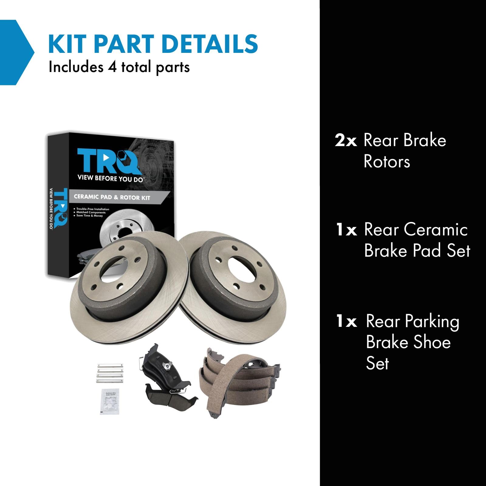Trq Rear Ceramic Brake Pad & Rotor Kit Compatible With 2010-2011 Ford Ranger