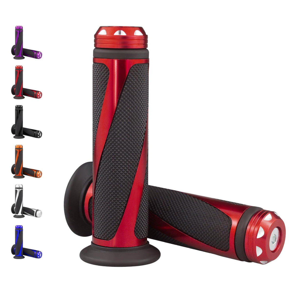 amavoler Universal Motorcycle Handlebar Grips Fits for Motorcycles with 7/8'' Left Grip and 1'' Right (Red)