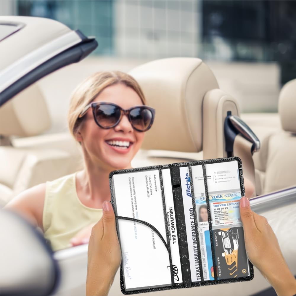 Weishenghuo Car Registration And Insurance Card Holder, Car Document Holder For Cards, Driver Vehicle License Document Glove Box