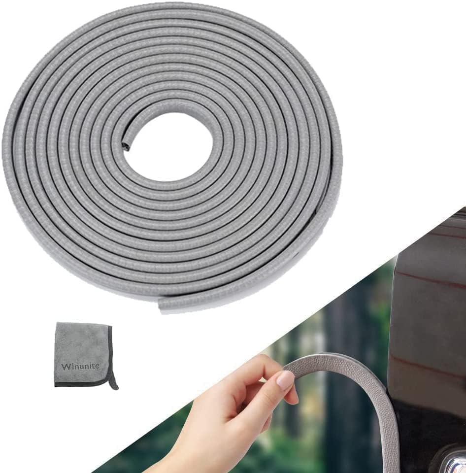Winunite 32.8Ft(10M) Light Gray Car Door Protector Edge Guards Car Door Edge Guards, Universal Fit, Rubber, No Glue, U Shape, Fa