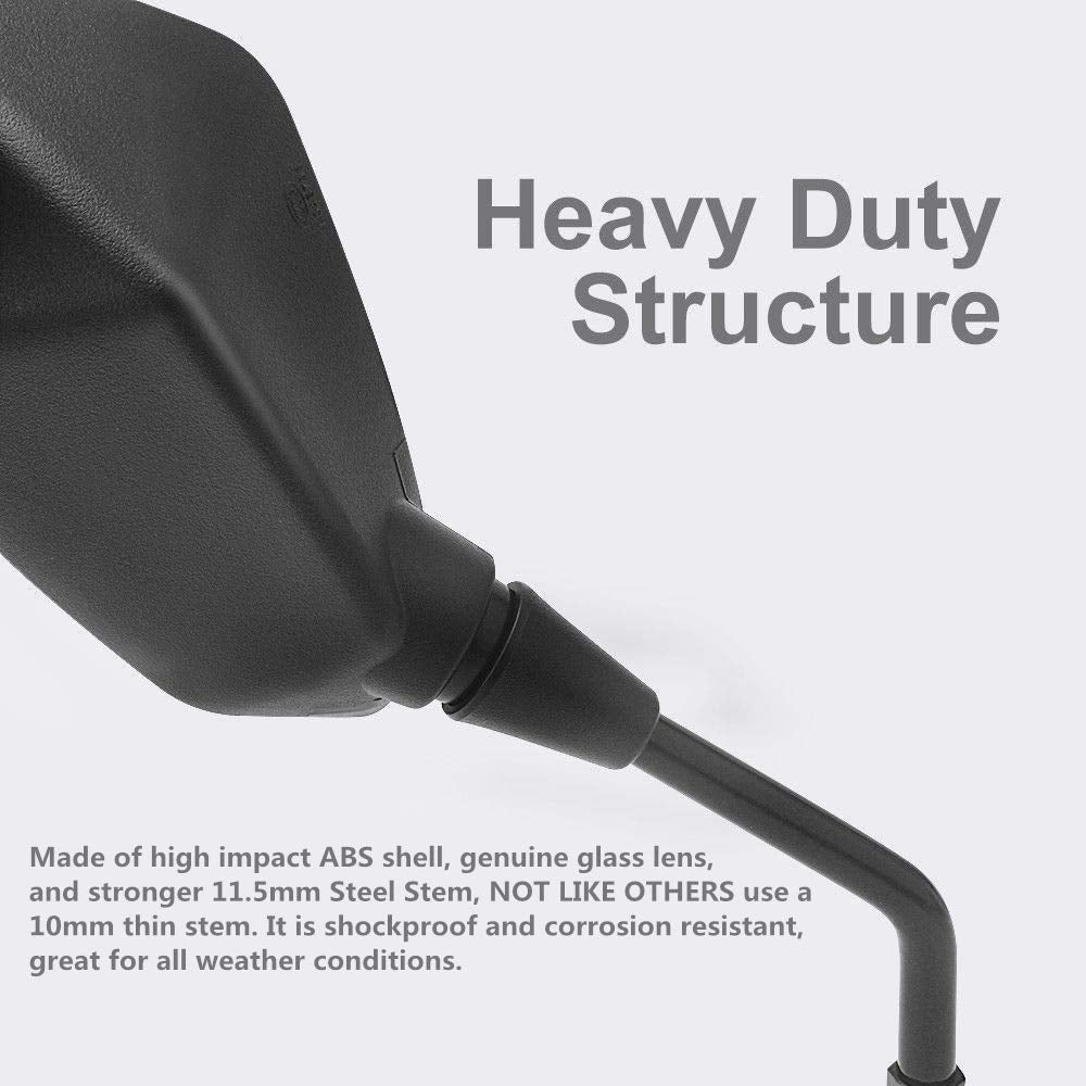 【2021 Upgraded】Motorcycle Convex Rear View Mirror, Mirrors For Bike ,Motorcycle ,Atv,Scooter, With 10Mm Bolt, With 7/8" Handle Bar Mount Clamp Compatible With Cruiser, Suzuki, Honda,Victory And More