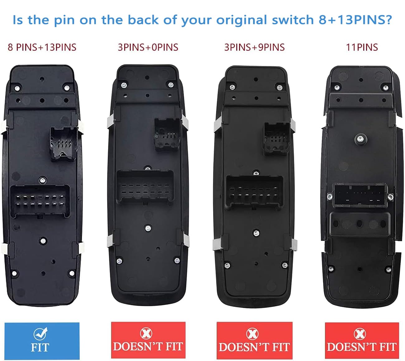 Zaposts 8 + 13 Metal Pins.Master Power Window Switch Fits For 2008-2012 Jeep Liberty & Dodge Nitro,2009-2010 Dodge Journey,4602632Ab 4602632Ad 4602632Ac Driver Side Control Switches(Green Light)