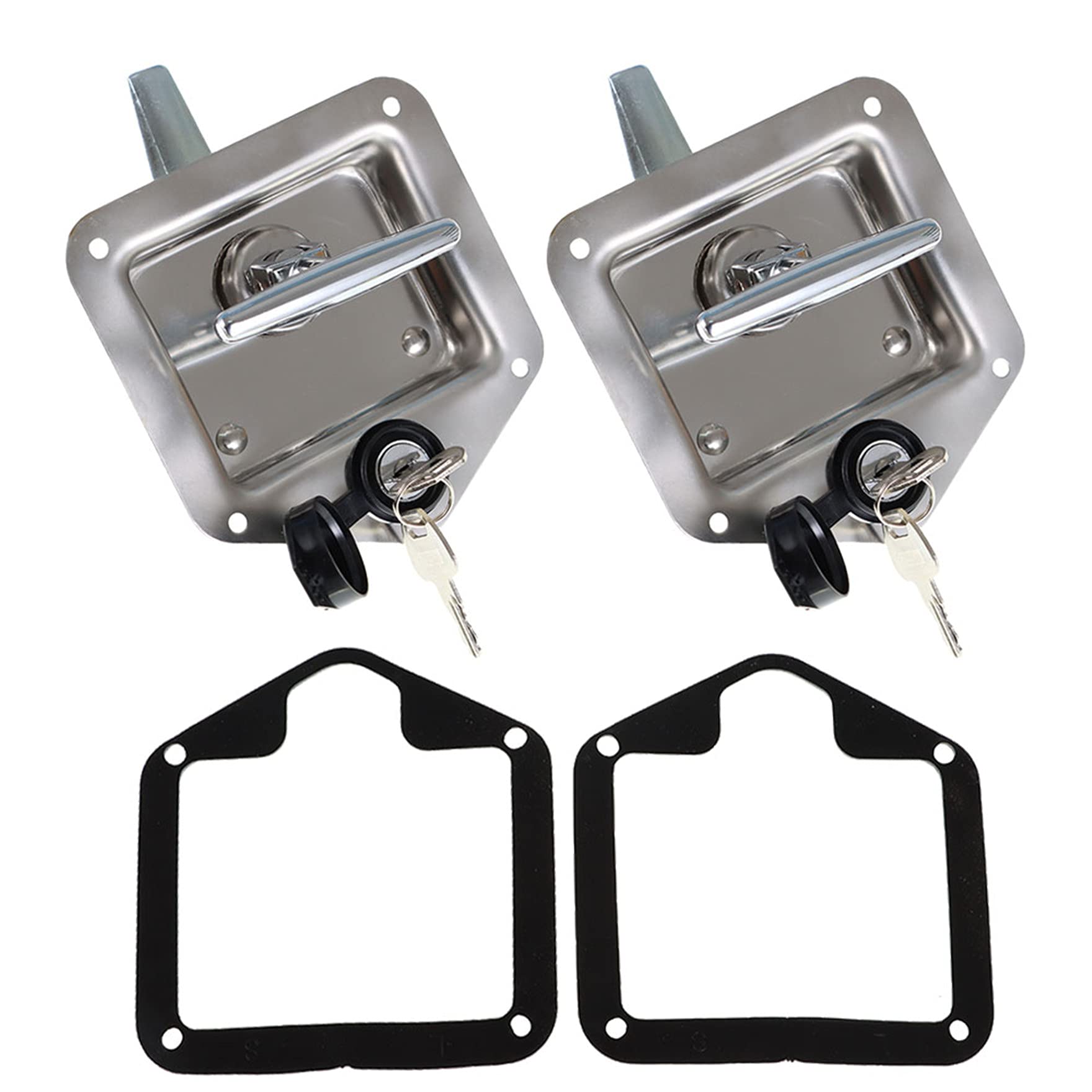 2 Trailer Door Latch T-Handle Locking Stainless Steel Folding T Handle Latch For Camper Rv Truck Trailer Toolbox With Gasket And