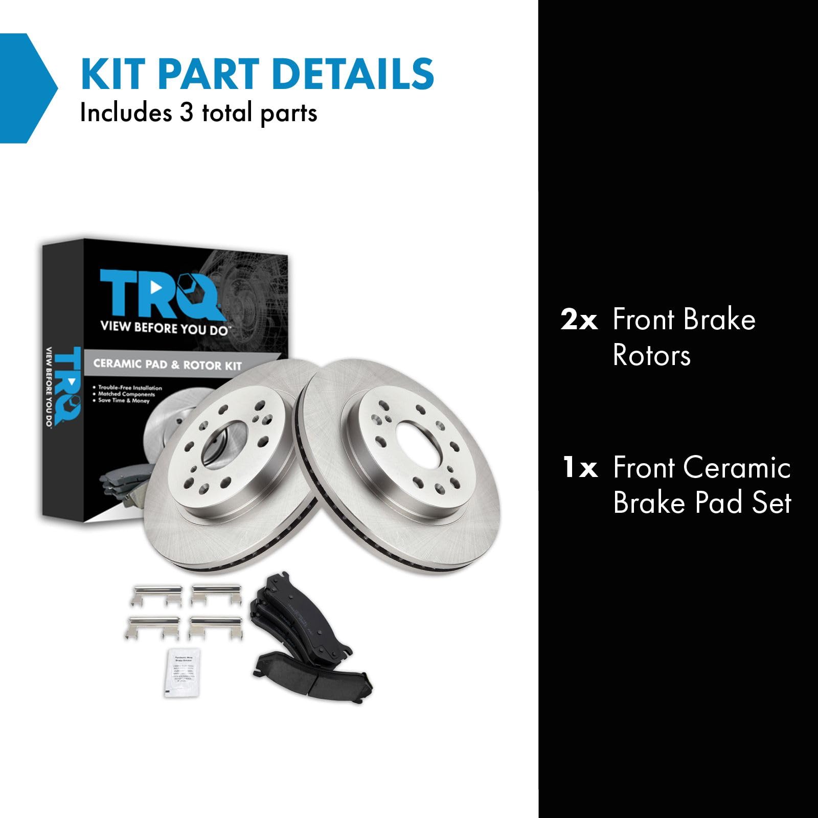 Trq Front Brake Pad & Rotor Kit Ceramic Compatible With 2006 Chevrolet Silverado 1500 2007 Silverado 1500 Classic Gmc Sierra 150