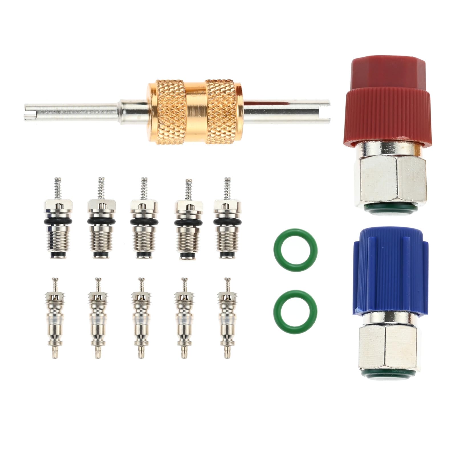 R12 To R134A Conversion Kit, Include R12 R22 To R134A High/Low Fitting Port Retrofit 1/4 Sae To 7/16''-20 Unf Conversion Adapter