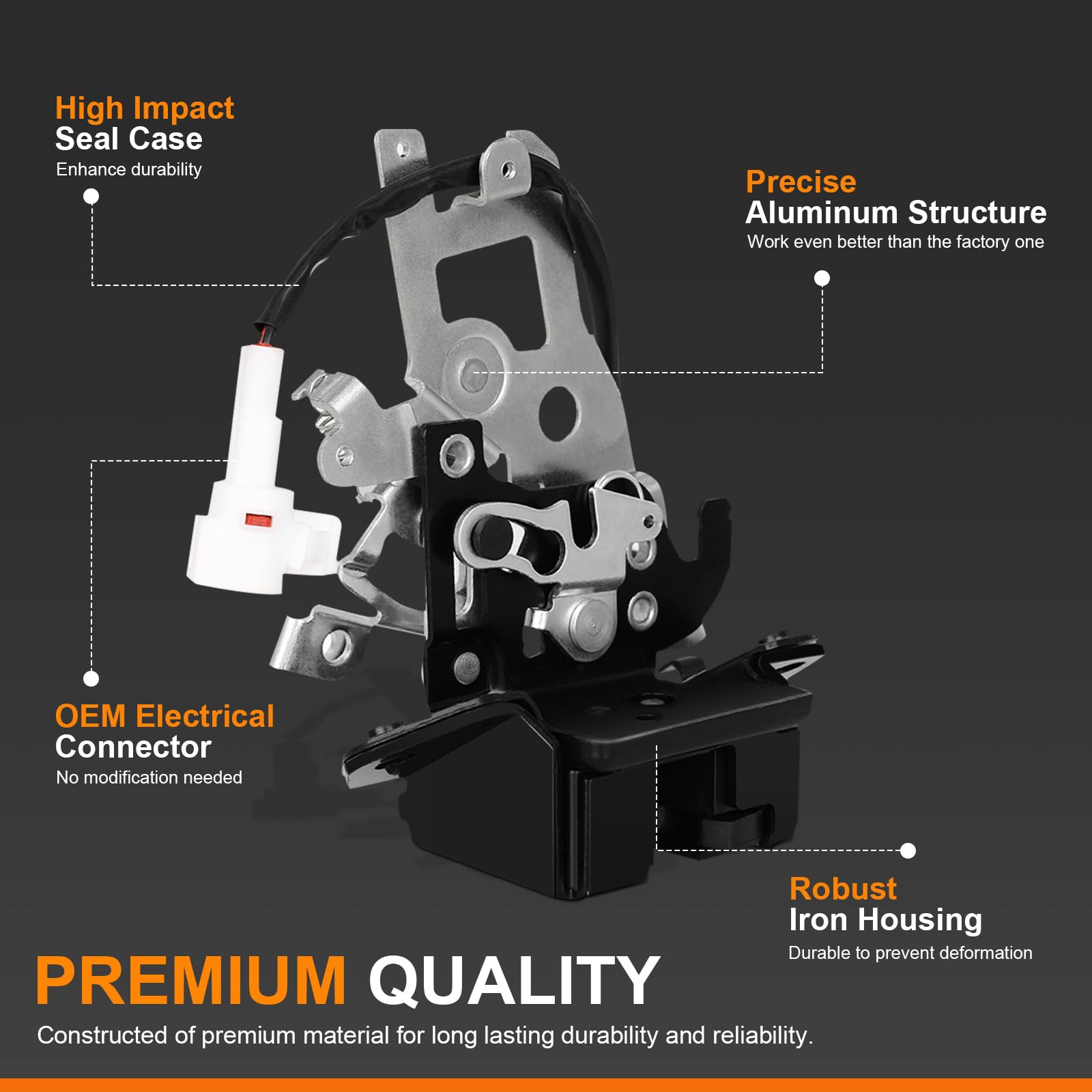 Yinlowa Liftgate Lock Actuator Trunk Latch for 2001-2007 Toyota Sequoia 4.7L - Rear Back Door Lock Assembly with Cable