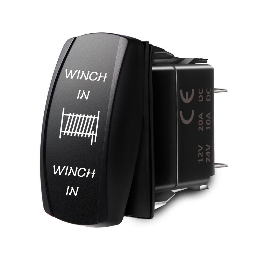 Mictuning Ls09901 7 Pin Momentary Laser Rocker Switch Winch In/Out, 20 Amp/12V, Black