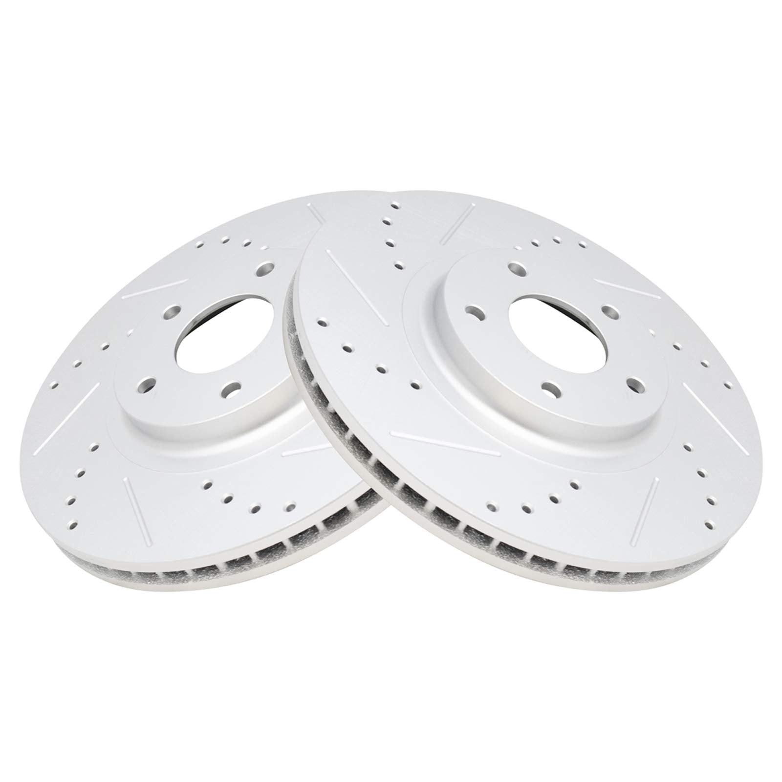 Trq Front Performance Brake Rotor Drilled Slotted Pair Set For 350Z / 370Z / Altima / Ex35 / Ex37 / Fx35 / Fx45 / G25 / G35 / G3