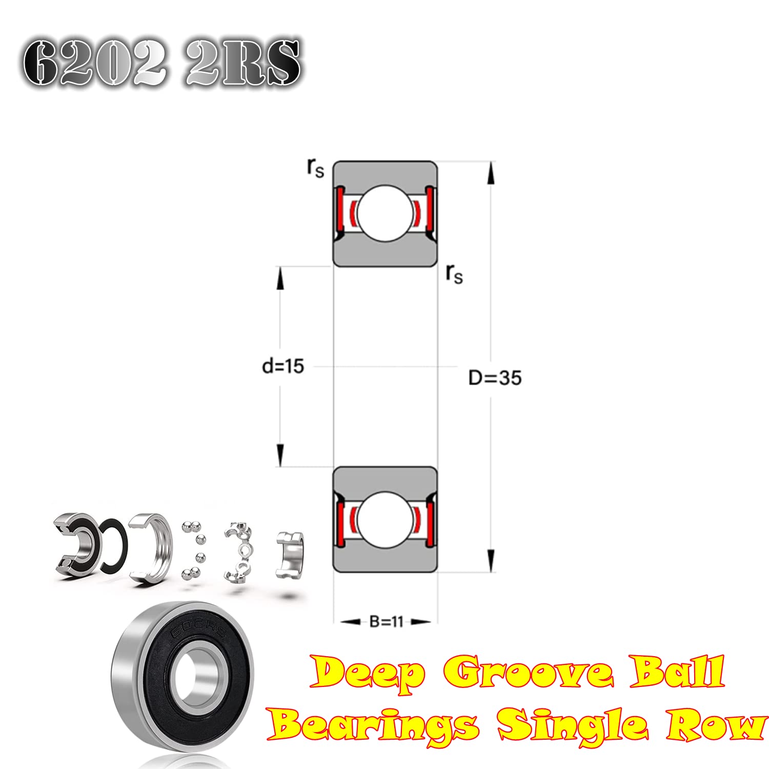 Front and Rear Wheel Bearing Set fit Coleman Powersports CT200U, CT200U-EX Trail 200 Mini Bike, Baja MB165 MB200 Mini Bikes Part
