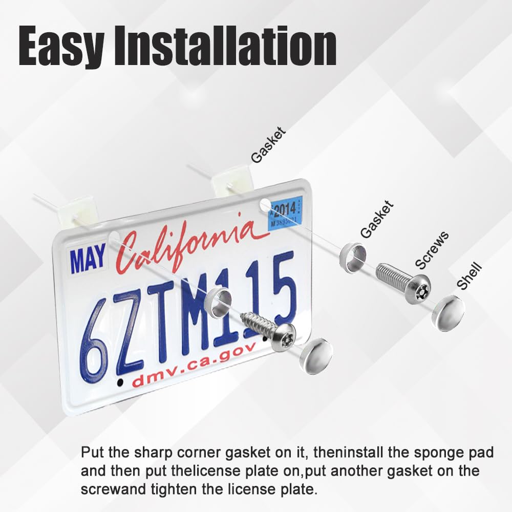 WINUERK Anti Theft License Plate Screws, Tamper Resistant Licence Plate Kit, 1/4''(M6) Security Screws, Rust Proof Stainless Ste