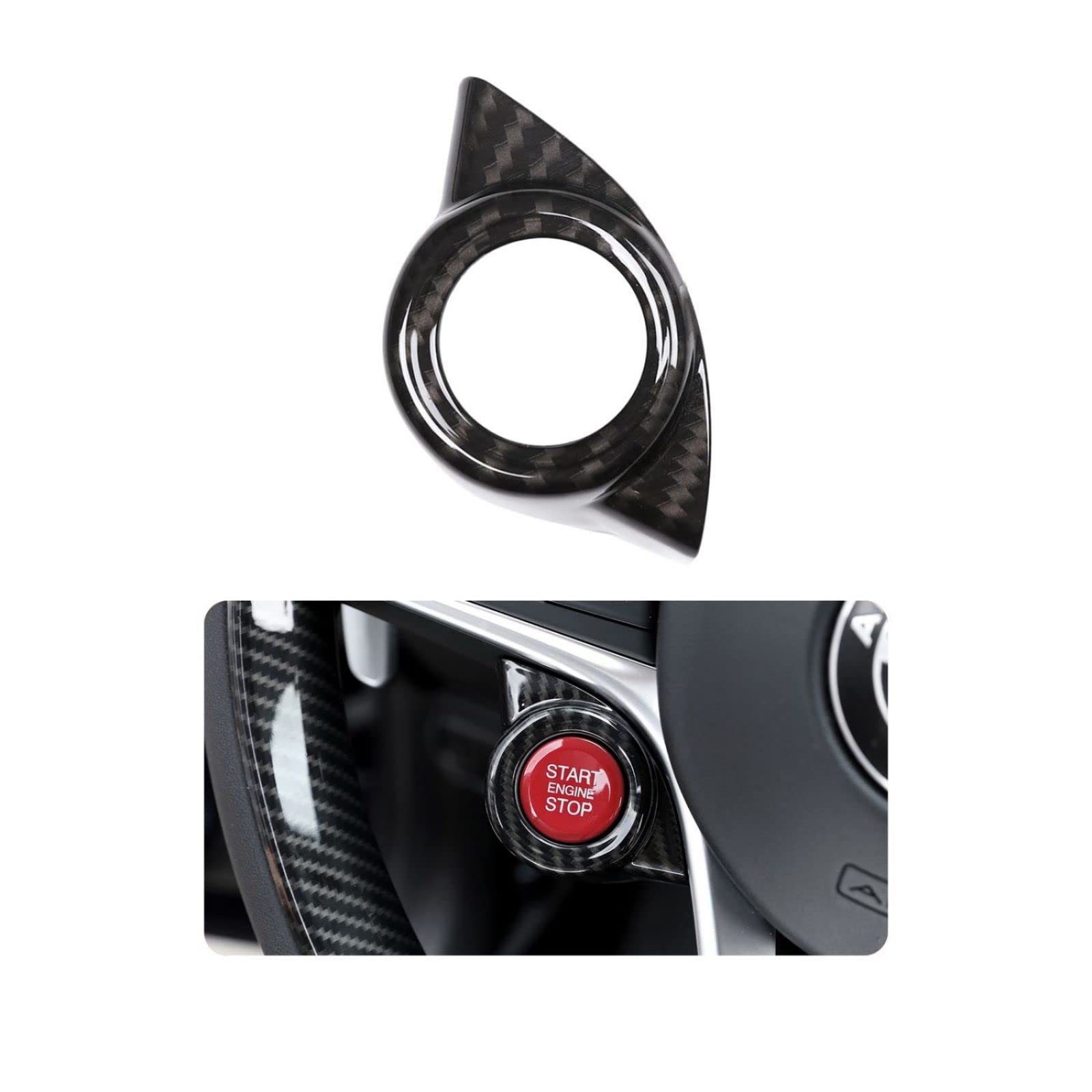 Toycidfg Car Engine Start Stop Button Frame Cover Trim For Alfa Romeo Stelvio 2017-2018/Giulia 2016-2018 Auto Accessories (Carbon Fiber Pattern)