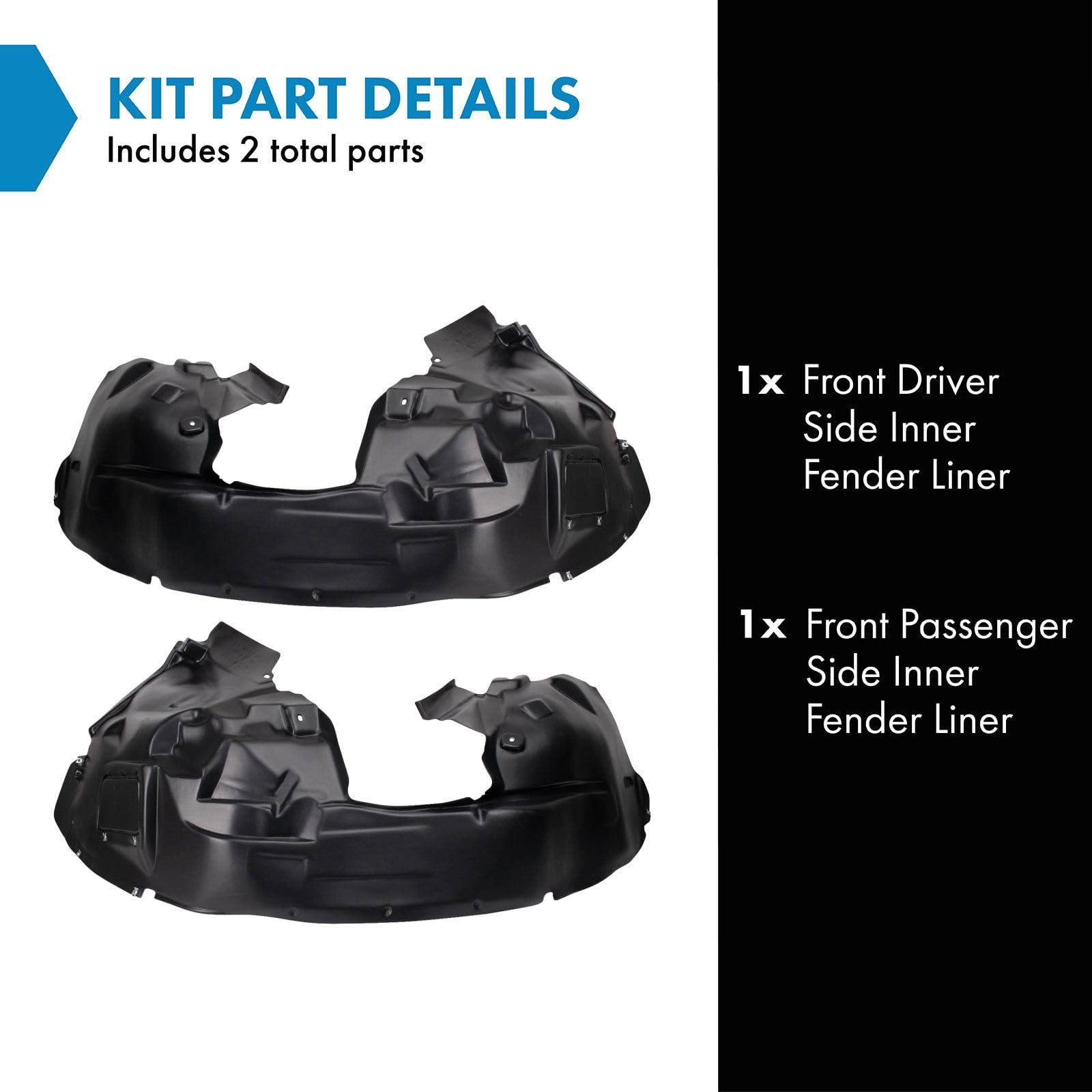 Trq Front Inner Fender Liner Set Compatible With 2015-2018 Jeep Renegade Ch1248183 Ch1249183