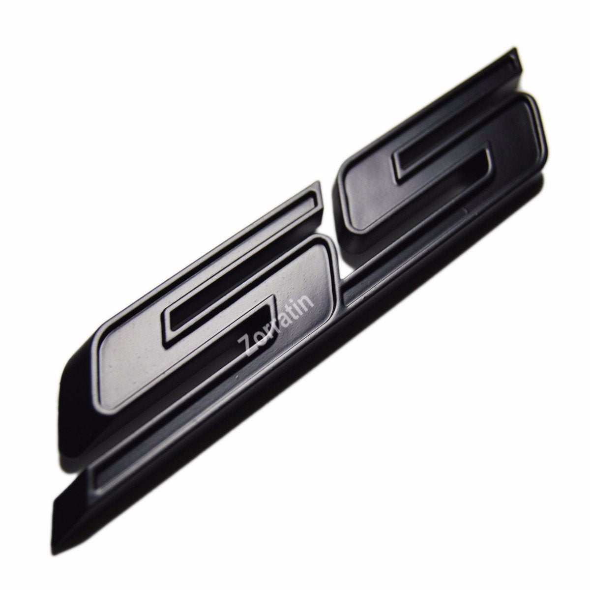 zorratin Slant SS Grill Side Trunk Emblem Badge Decal with Adhesive for Chevrolet Chevy Camaro Impala Malibu Holden 2010-2015 [Full Black]