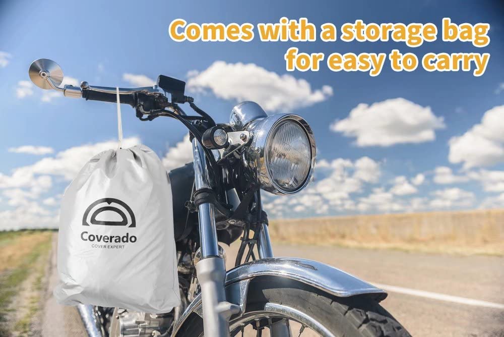 Motorcycle Cover Waterproof Outdoor, Coverado All Weather Protection Motorbike Cover With Lockholes And Night Reflector, Univers