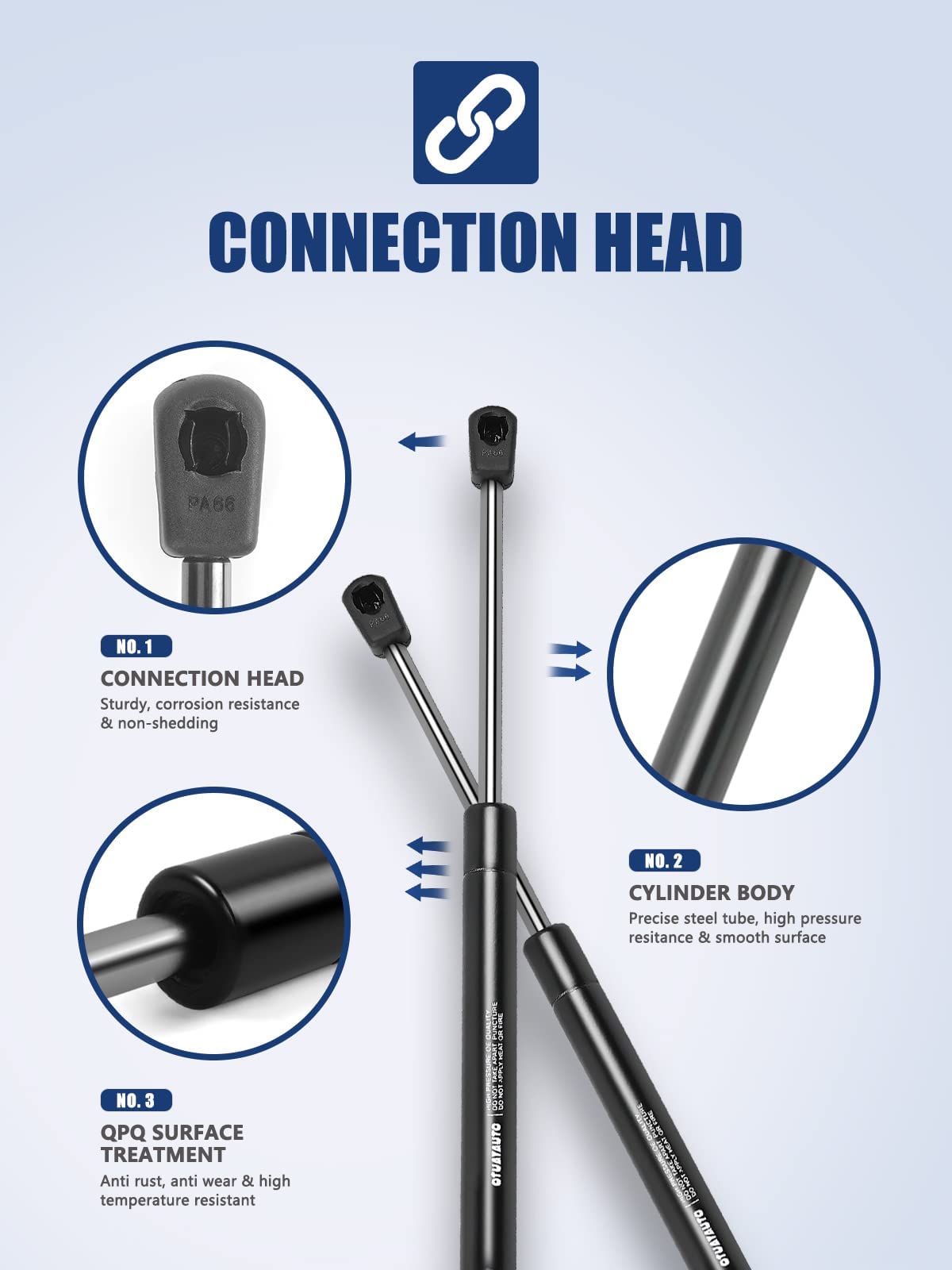 Otuayauto 16 Inch Gas Strut - 125N/28Lbs Universal Lift Support - C1608941 Gas Shocks For Tool Box Shock, Truck Cap Strut, Hydraulic Door Hinge, Cabinet Gas Strut, Rv Door Strut