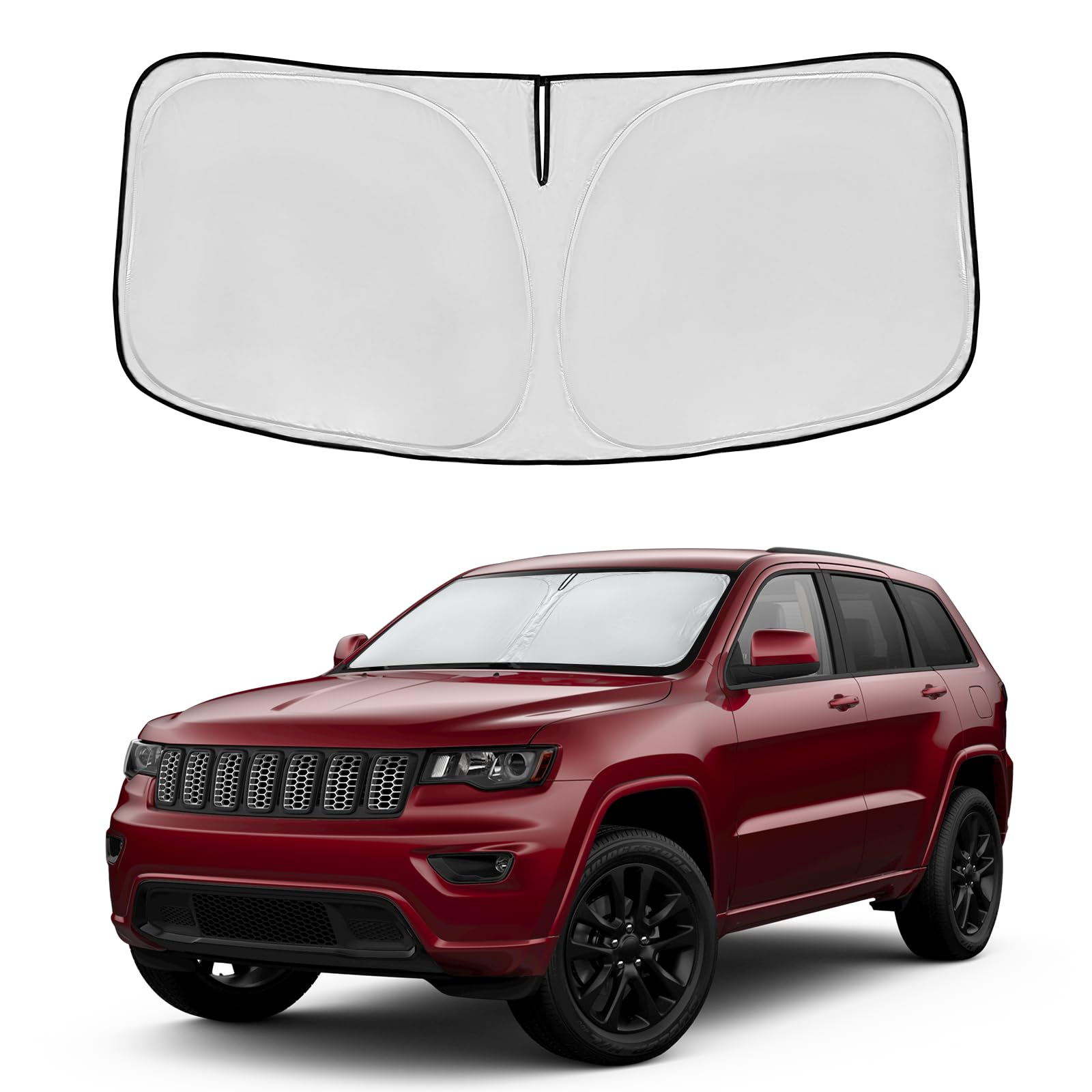 Windshield Sun Shade For Jeep Grand Cherokee 2014-2025 Accessories 4-Layer 240T Front Window Shade Custom Fit Grand Cherokee Sun