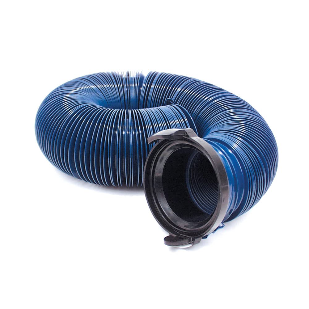 Valterra D04-0120PB 10' Standard Quick Drain RV Hose with 3' Straight Hose Adapter, Blue