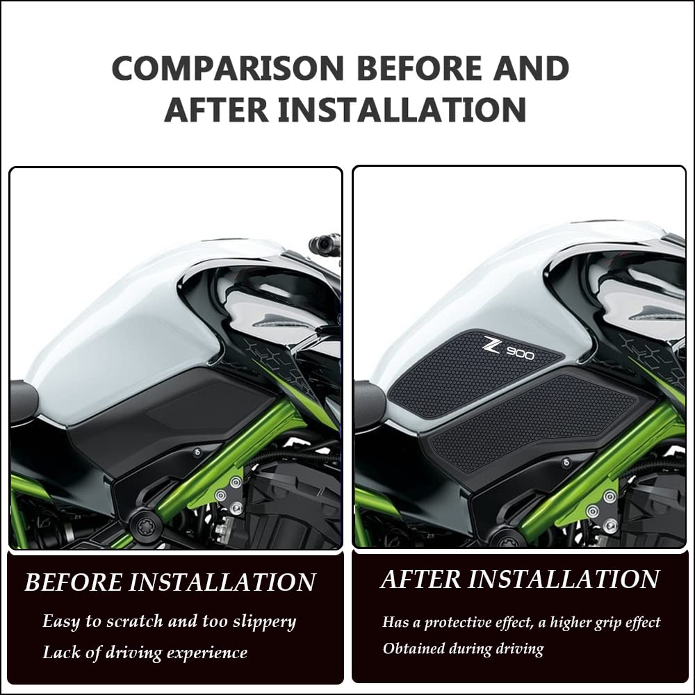 Katie Devi Motorcycle Sticker Decal Set For Kawasaki Z900 Z900Se Z 900 Se 2017-2023, Black Rubber Protectors, 4 Pcs
