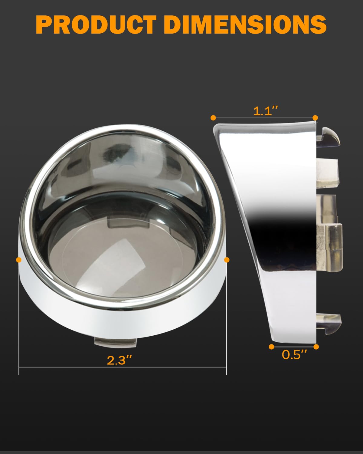 Pbymt Smoke Turn Signal Lens Cover 2'' Bullet Visor-Style Chrome Bezels Compatible For Harley Touring Dyna Street Glide Road Kin