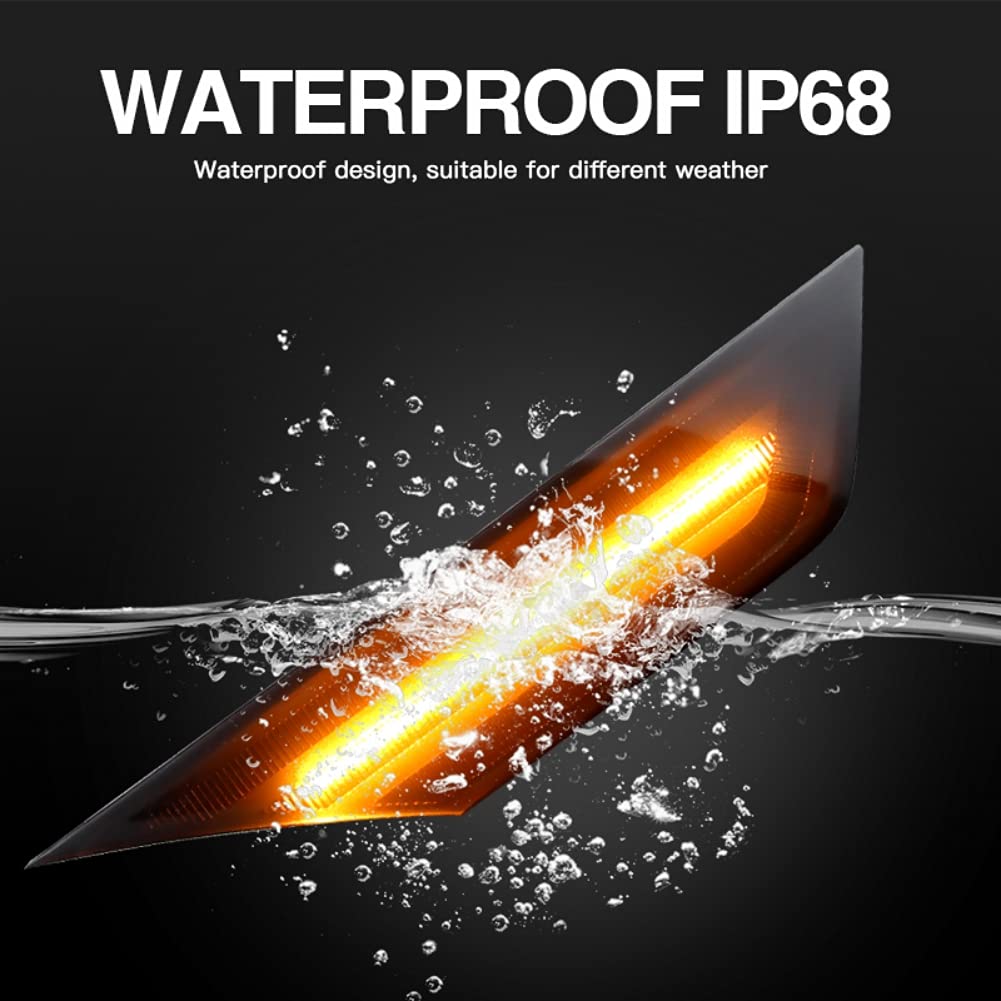 Apmat 2Pcs Dark Smoked Lens Full Led Amber Front Fender Side Marker Light Replacement For Turn Signal Lamp Assembly Honda Civic