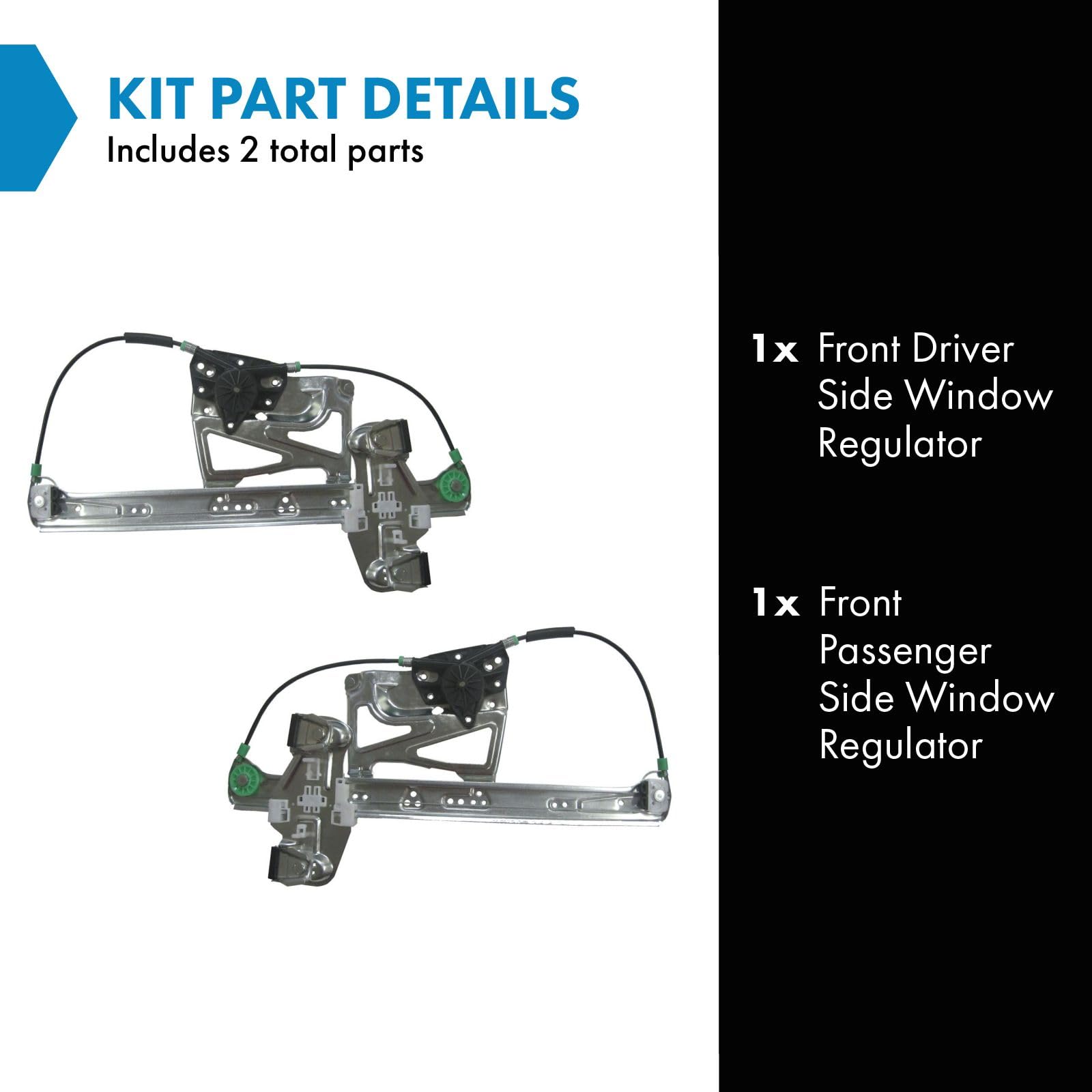 Trq Front Power Window Regulator Set Compatible With 2000-2005 Cadillac Deville