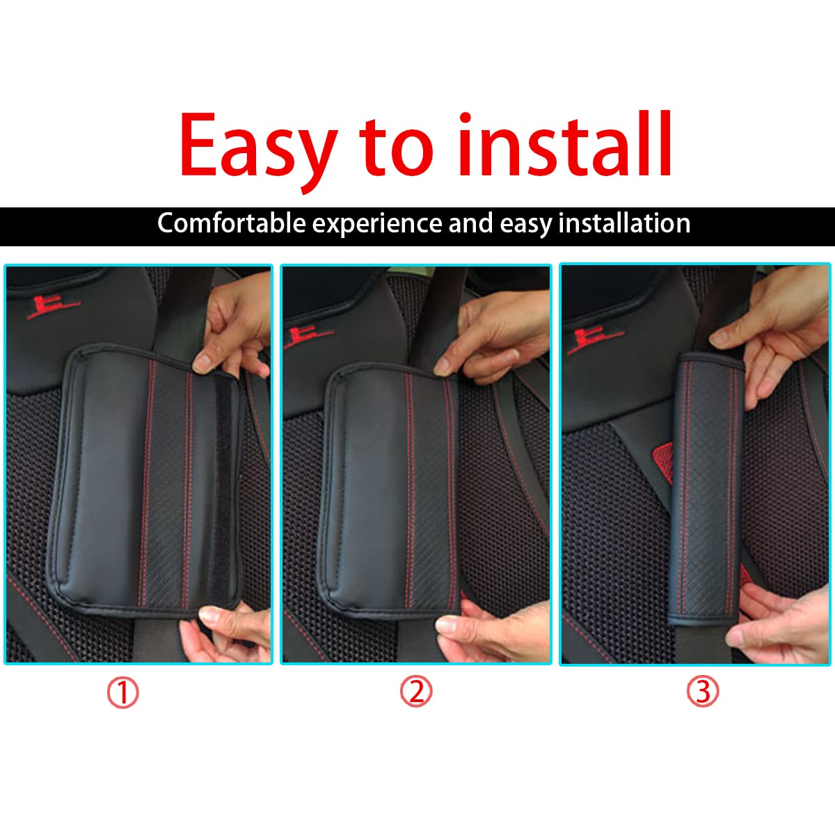 Zipelo 2Pcs Car Seat Belt Cover, Soft Shoulder Strap Covers Harness Pads, Safety Leather Seatbelt Comfort Driving Cushion Protect Your Neck And Shoulder Universal For Car, Truck, Suv (Black)