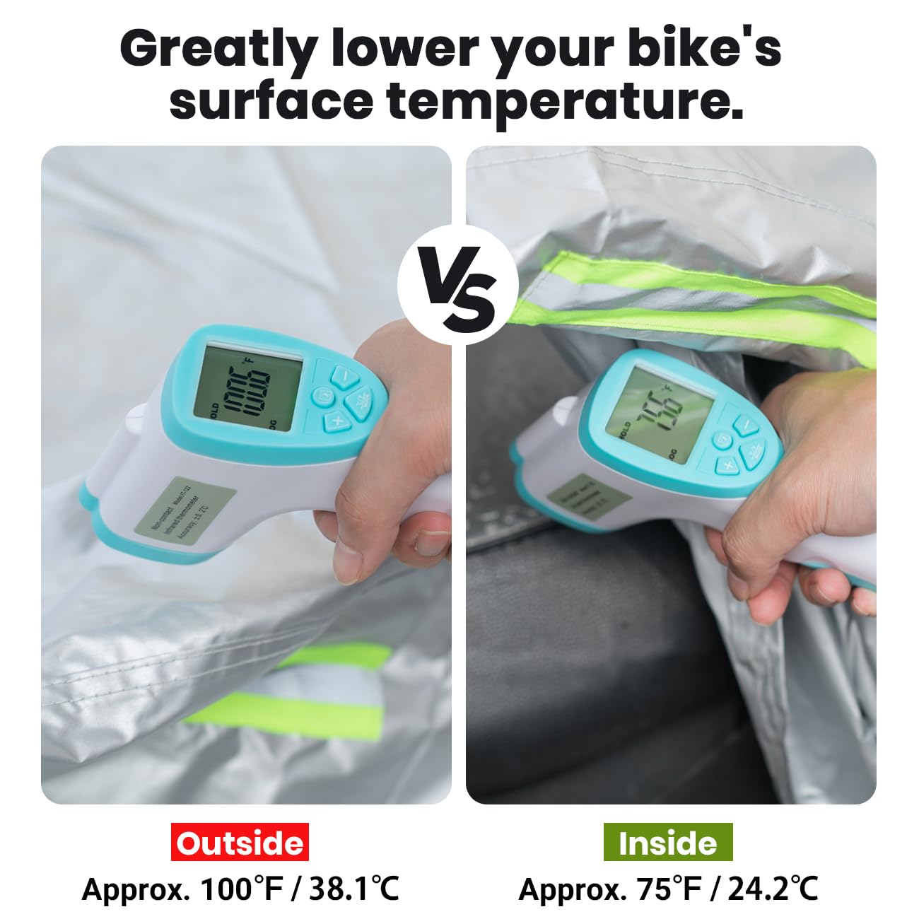 Favoto Motorcycle Cover Waterproof Outoor - Universal Heavy Duty Oxford Fabric With Lock-Hole 3 Night Reflectors Windproof Buckl