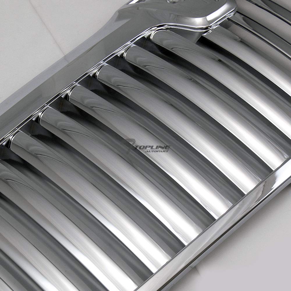 Topline Autopart Chrome Vertical Front Hood Bumper Grill Guard ABS for 98-02 Lincoln Navigator / 2002 Blackwood, Model fg-nav98-vt-ch-601