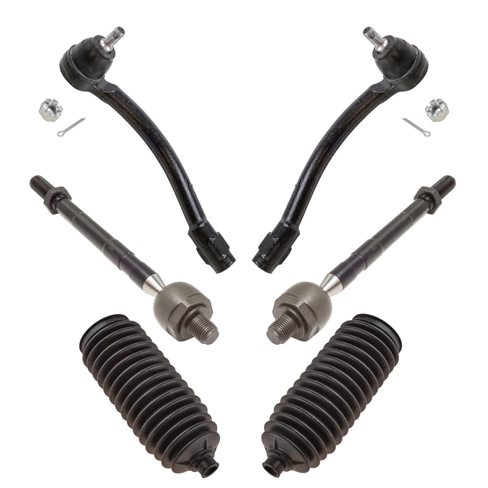 Trq Front Driver & Passenger Side Steering Kit Steering Rack & Pinion Bellow Tie Rod Compatible With 2011-2016 Hyundai Elantra 2