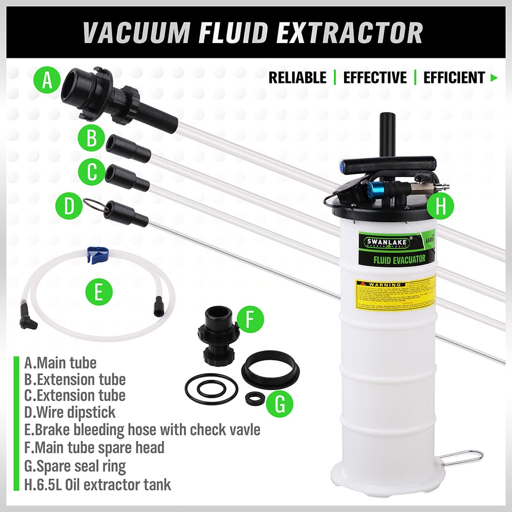 SWANLAKE 6.5L Pneumatic/Manual Fluid Extractor Pump - Oil Changer & Vacuum Fluid Change Tool for Efficient Oil Changes