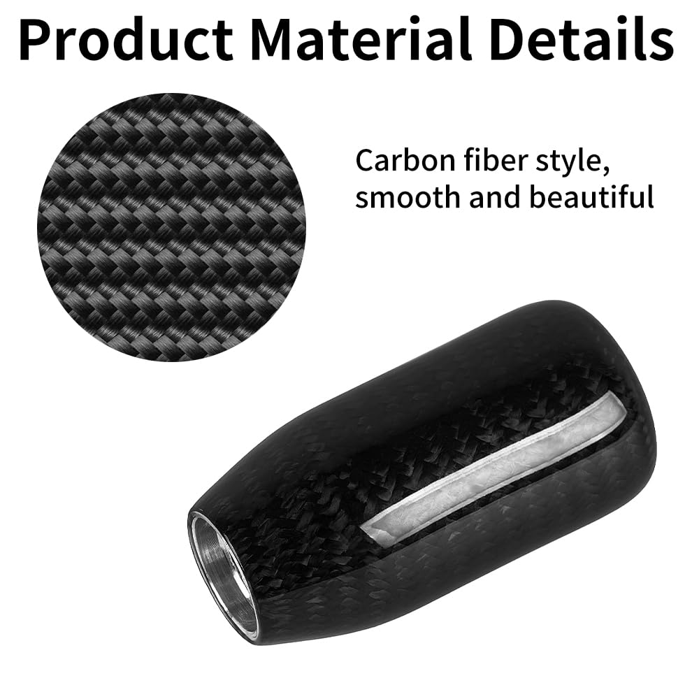 Carbon Fiber Shift Knob Long Modified Carbon Fiber Stand Head Gear Shift Knobs For Most Automobile With 3 Adapters (Carbon Fiber