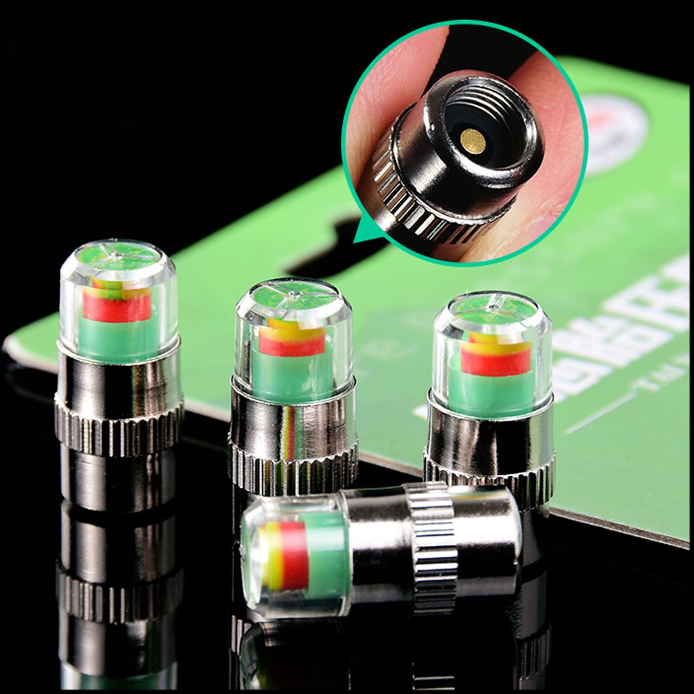Ankia 8Pcs Car Tire Pressure Monitor Valve Stem Caps Sensor Indicator 3 Color Eye Alert (2.0Bar 30Psi)