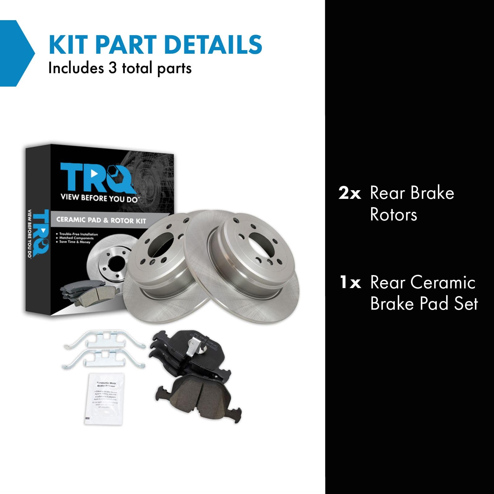 Trq Rear Brake Pad & Rotor Kit Brake Pads Brake Rotor Ceramic Compatible With 2003-2005 Land Rover Range Rover