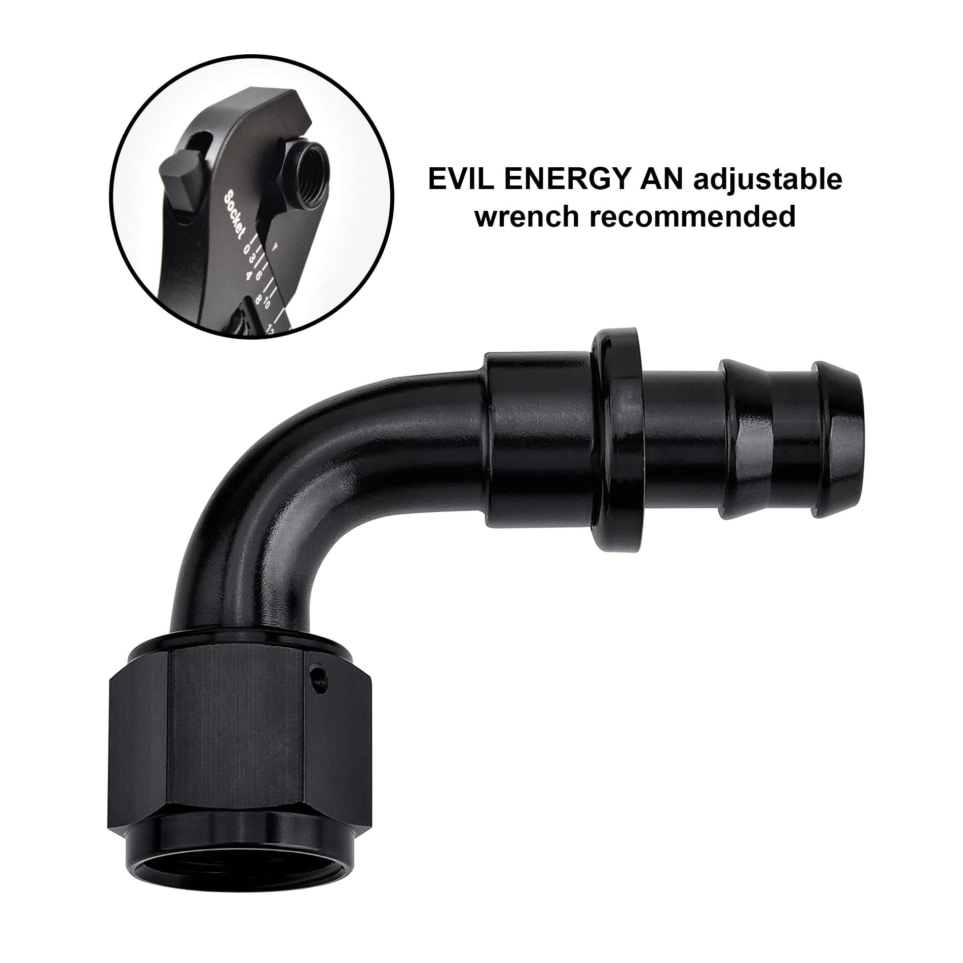 Evil Energy 10An 90 Degree Push Lock Hose Fitting End Black