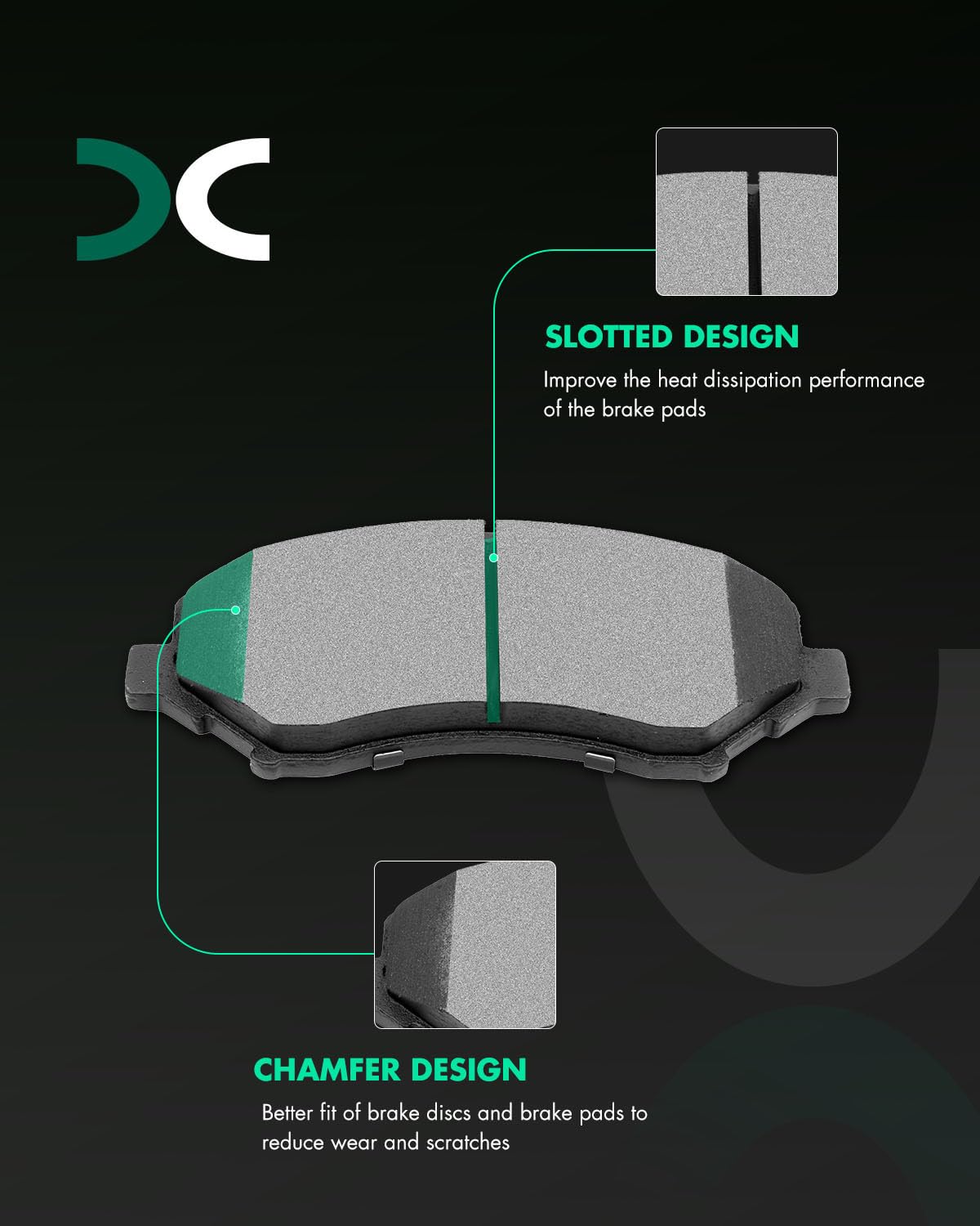 Scitoo D1273 D1326 Front Rear Ceramic Brake Pads Sets Fit For Chrysler Town & Country 08-12,For Dodge Grand Caravan 08-12,For Do