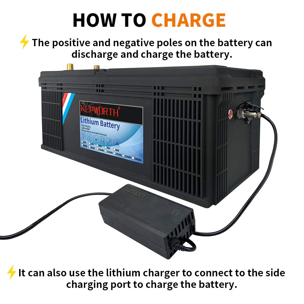 Kepworth 24V 100Ah Lifepo4 Battery Deep Cycle Lithium Iron Phosphate Battery Built-In Bms Lightweight Maintenance-Free Perfect For Rv/Camping, Solar/Backup Power,Trolling,Motor/5-Years Warranty