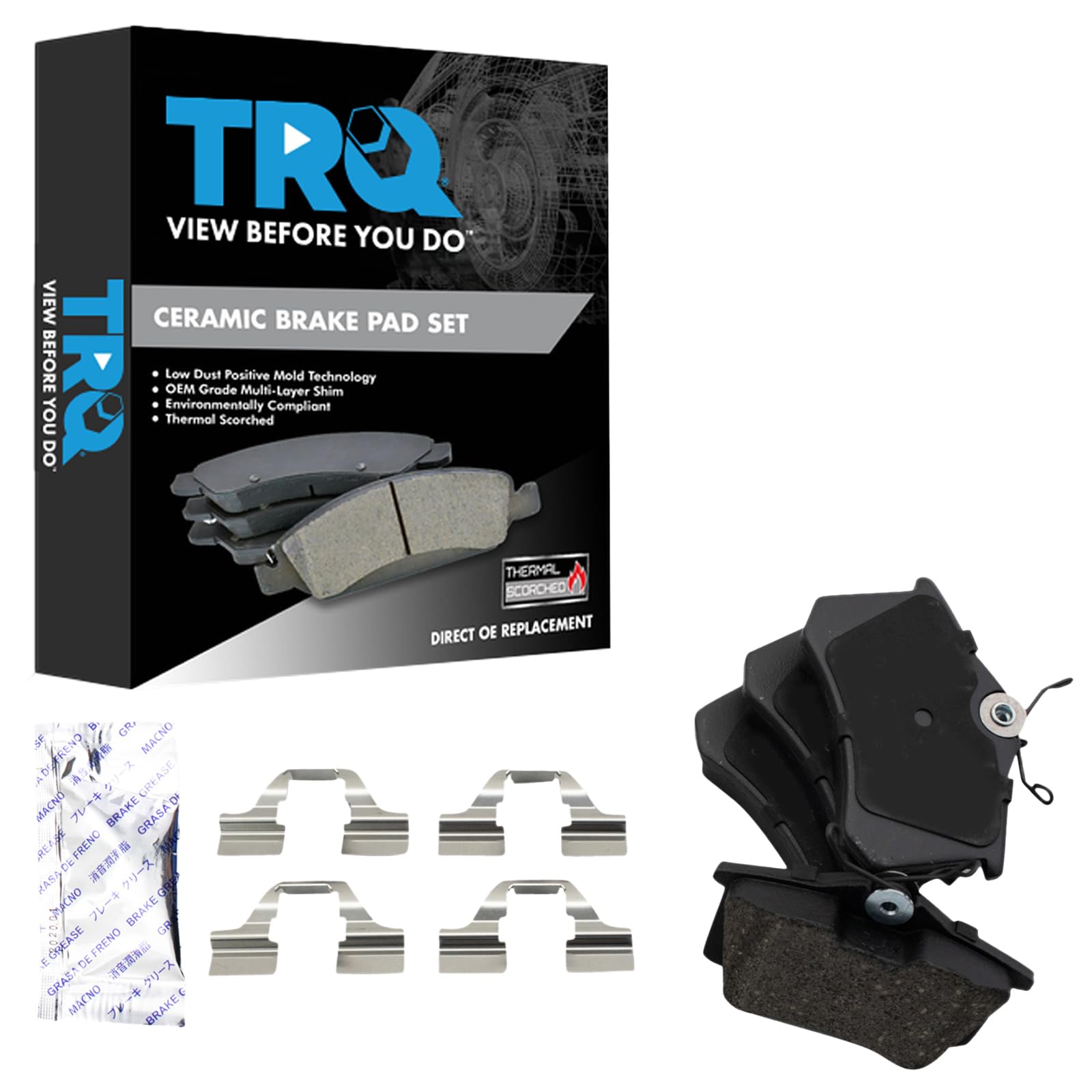 TRQ Rear Posi Ceramic Disc Brake Pad Kit Set for Audi Volkswagen