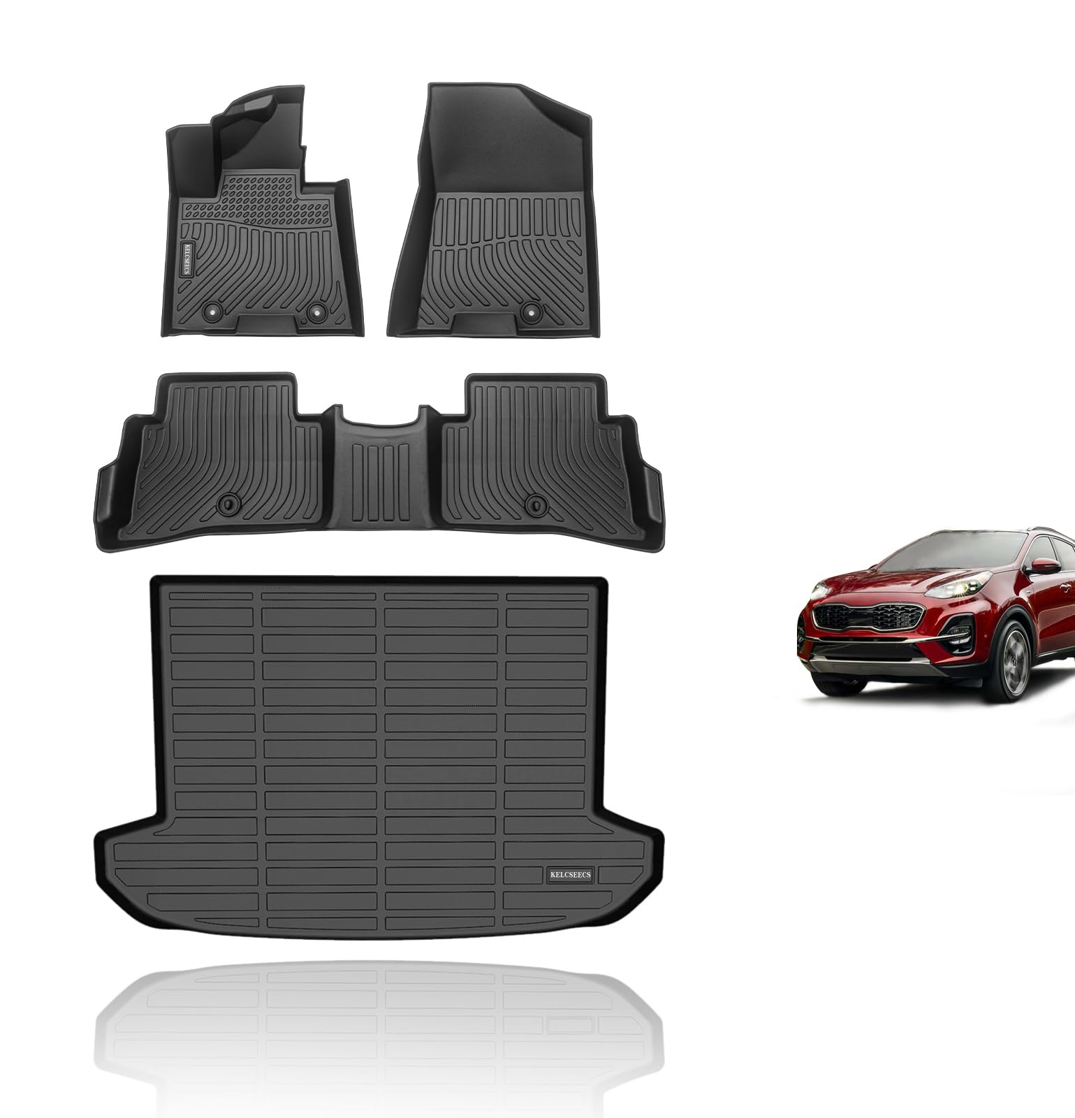 KELCSEECS Floor Mats & Cargo Liner Fit for 2017-2022 Kia Sportage(Not Hybrid) All Weather Car Mats Floor Liners Trunk Mat Cargo 