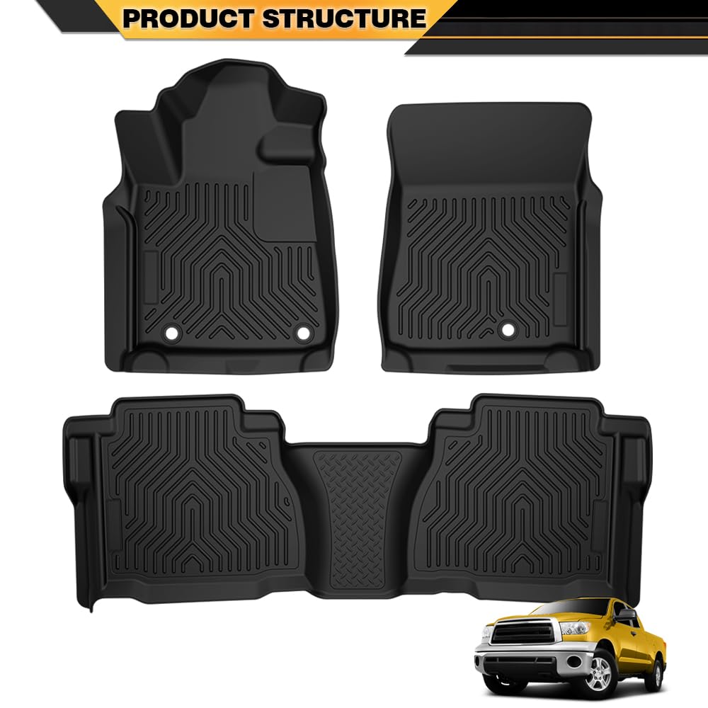 G-PLUS TPE Floor Mats Cargo Liners,Compatible with 2007-2011 Toyota Tundra Double/CrewMax Cab Pickup,All Weather Full Cover Prot
