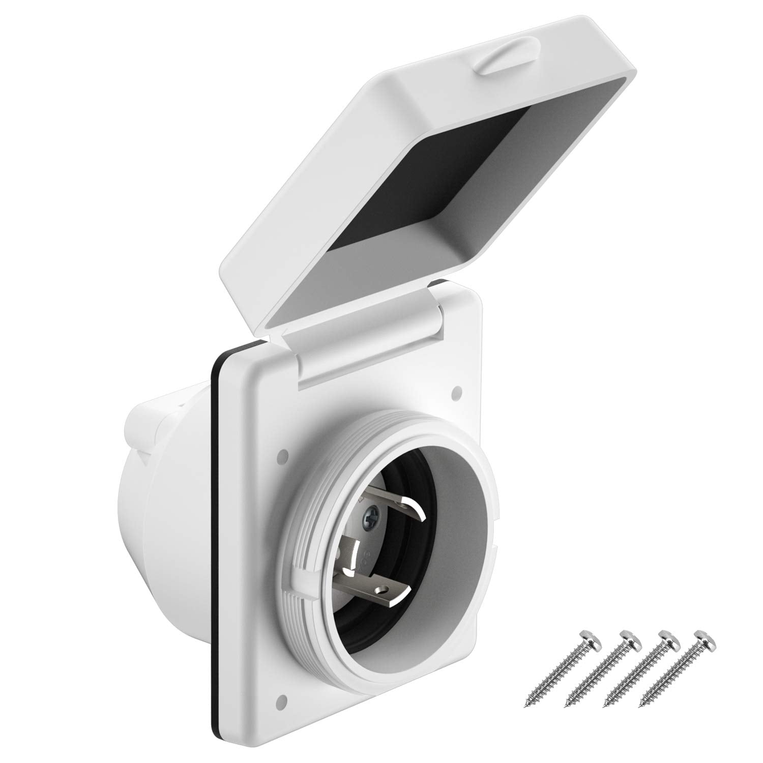 Kohree 30 Amp Rv Plug Twist Lock Inlet, Nema L5-30P Shore Power Inlet Plug With 3 Stainless Steel Pins And Screws, 125V Rv Power