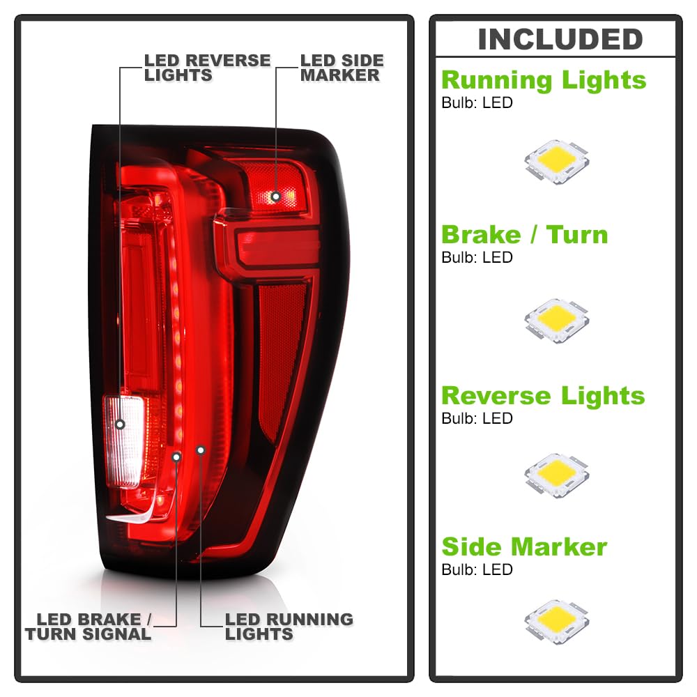 Keekpo - For [Factory Led Type] 2019-2023 Gmc Sierra 1500 Full Led Tail Light Brake Lamp Replacement Passenger Side