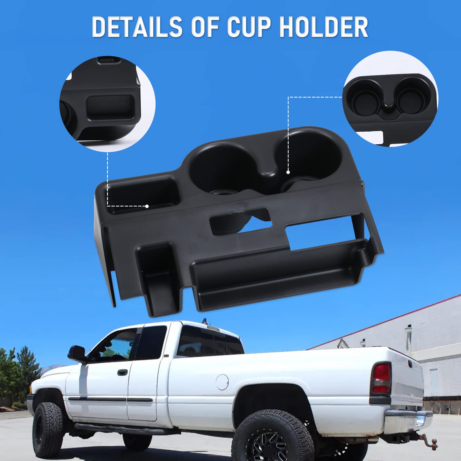 DICMIC Center Console Armrest Add-on Cup Holder for 1999-2001 Dodge Ram 1500 2500 3500 Replaces# SS281AZAA