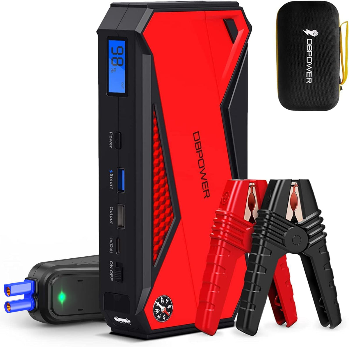 Dbpower Car Jump Starter, 1600A Peak 17200Mah Portable Power Pack For Up To 7.2L Gas And 5.5L Diesel Engines, 12V Auto Battery B