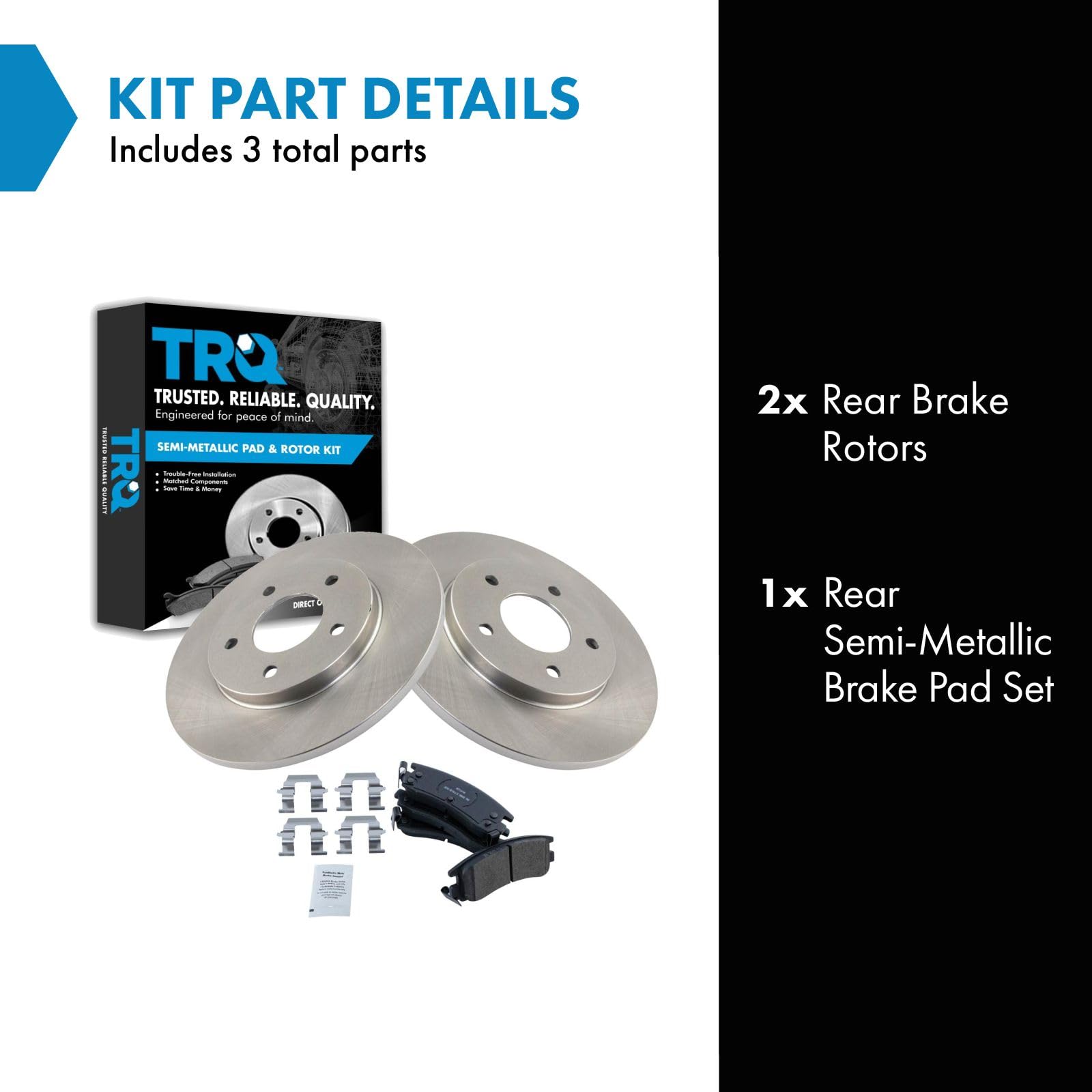 Trq Rear Brake Pad & Rotor Kit Semi-Metallic Compatible With 1994-1996 Buick Regal 1995-1999 Chevrolet Lumina Monte Carlo 1994-1