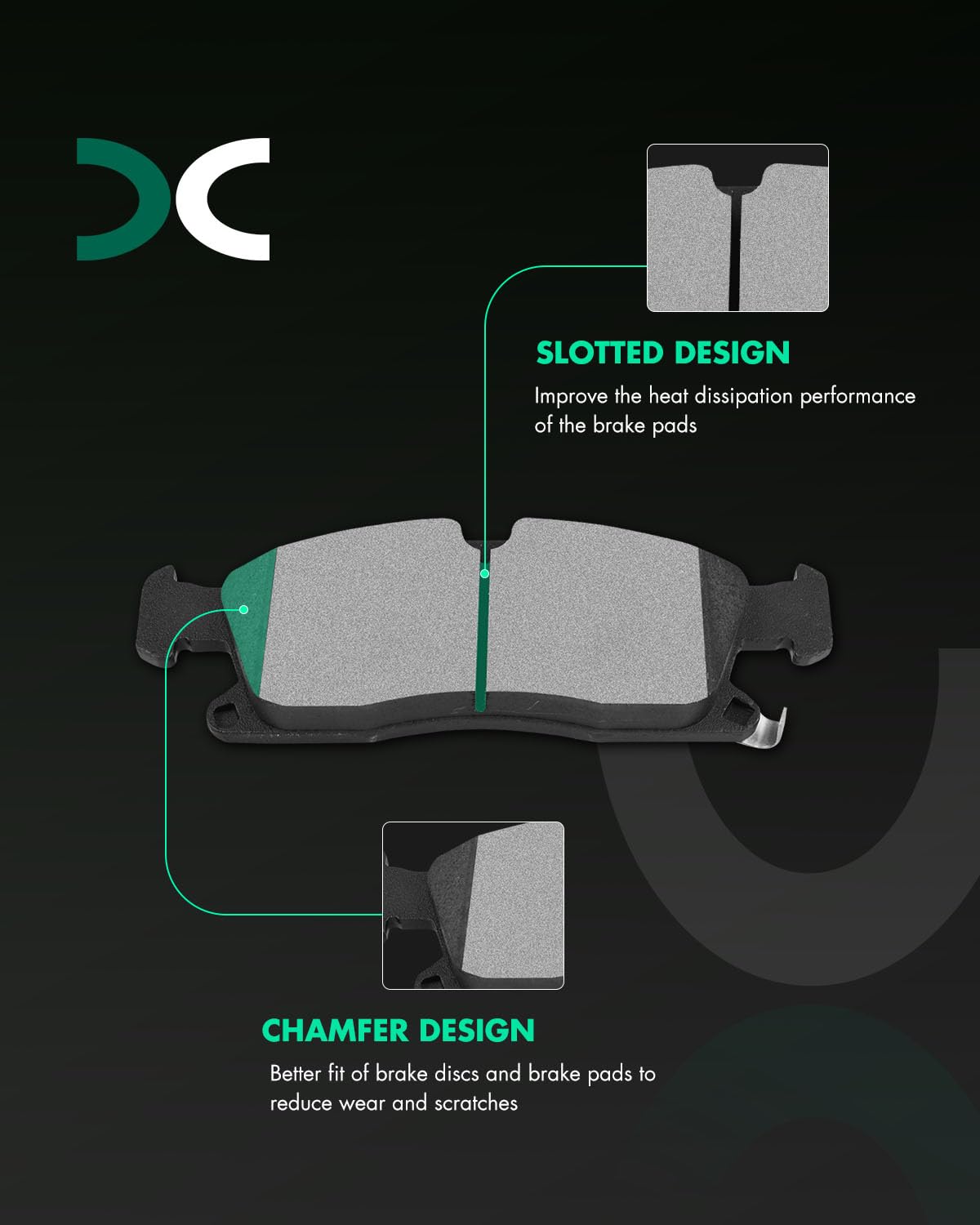 Scitoo Front Disc Brake Pad Set 4Pcs W/Hardware Fit For Dodge For Durango 2016-2022,For Jeep For Grand Cherokee 2016-2021