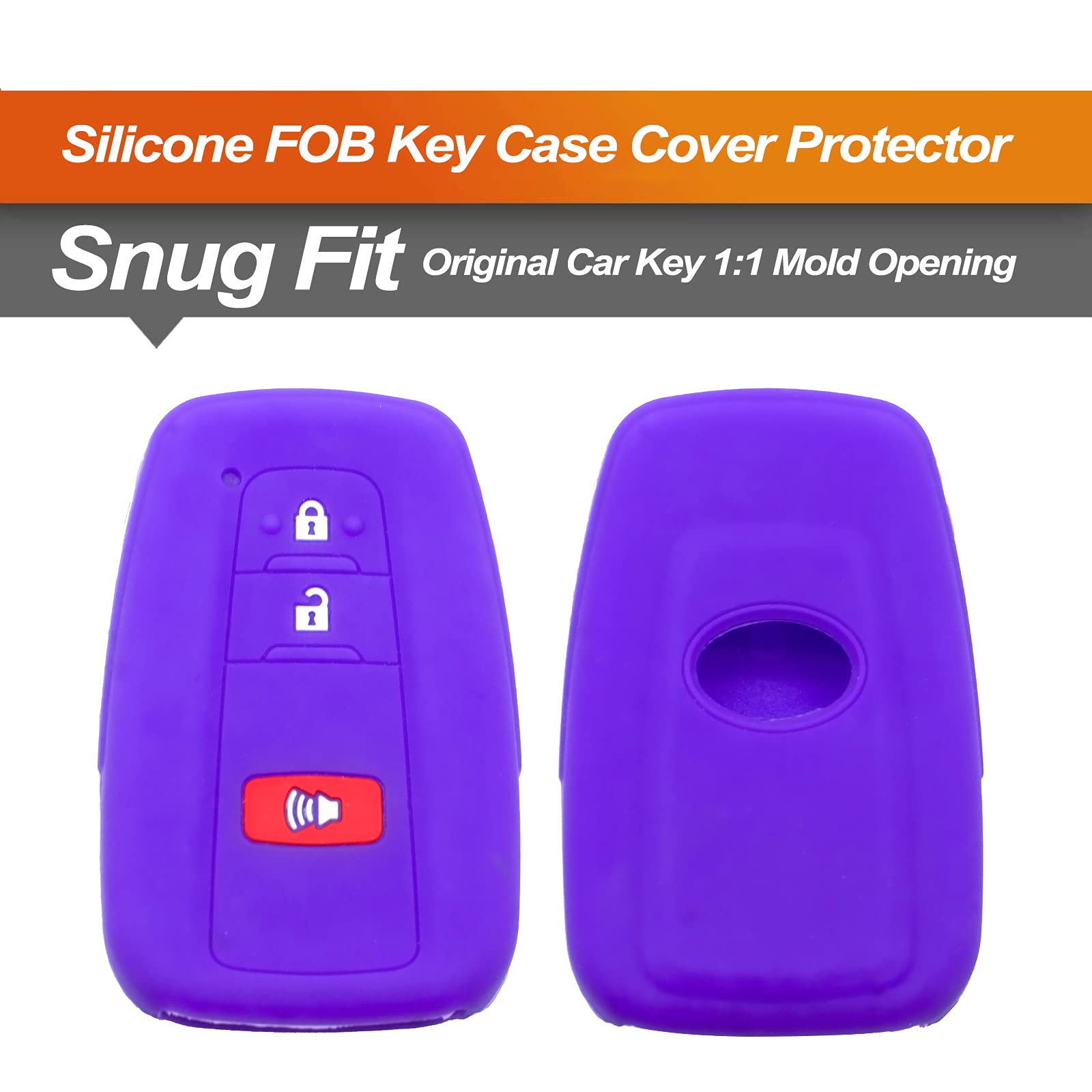 Eyanbis Silicone Key Fob Cover Fit For Toyota 4Runner C-Hr Corolla Rav4 Highlander Prius Prime C V Awd-E Smart 3 Buttons Key Fob