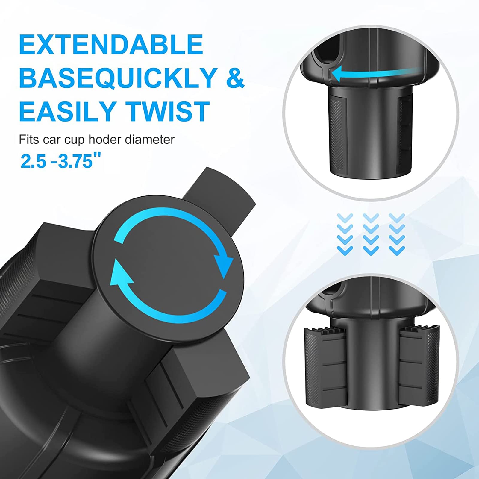 Car Cup Holder Expander Adapter Adjustable Base, Narundren Compatible For Yeti 20/26/30 Oz Hydro Flasks Large 32/40Oz, Fits Most