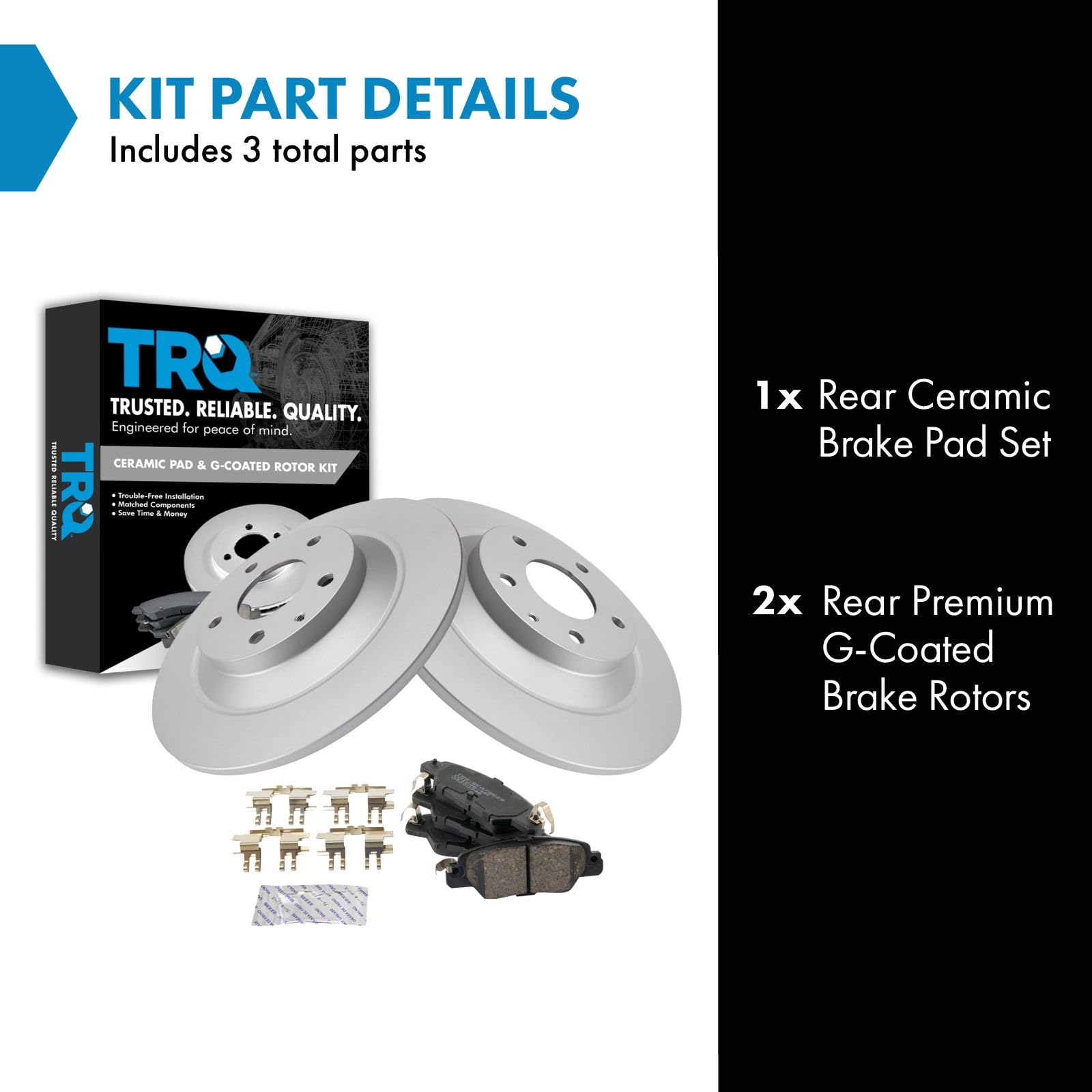 Trq Rear Brake Pad & Rotor Kit Brake Pads Brake Rotor Ceramic Premium G-Coated Compatible With 2016-2018 Mazda Cx-5
