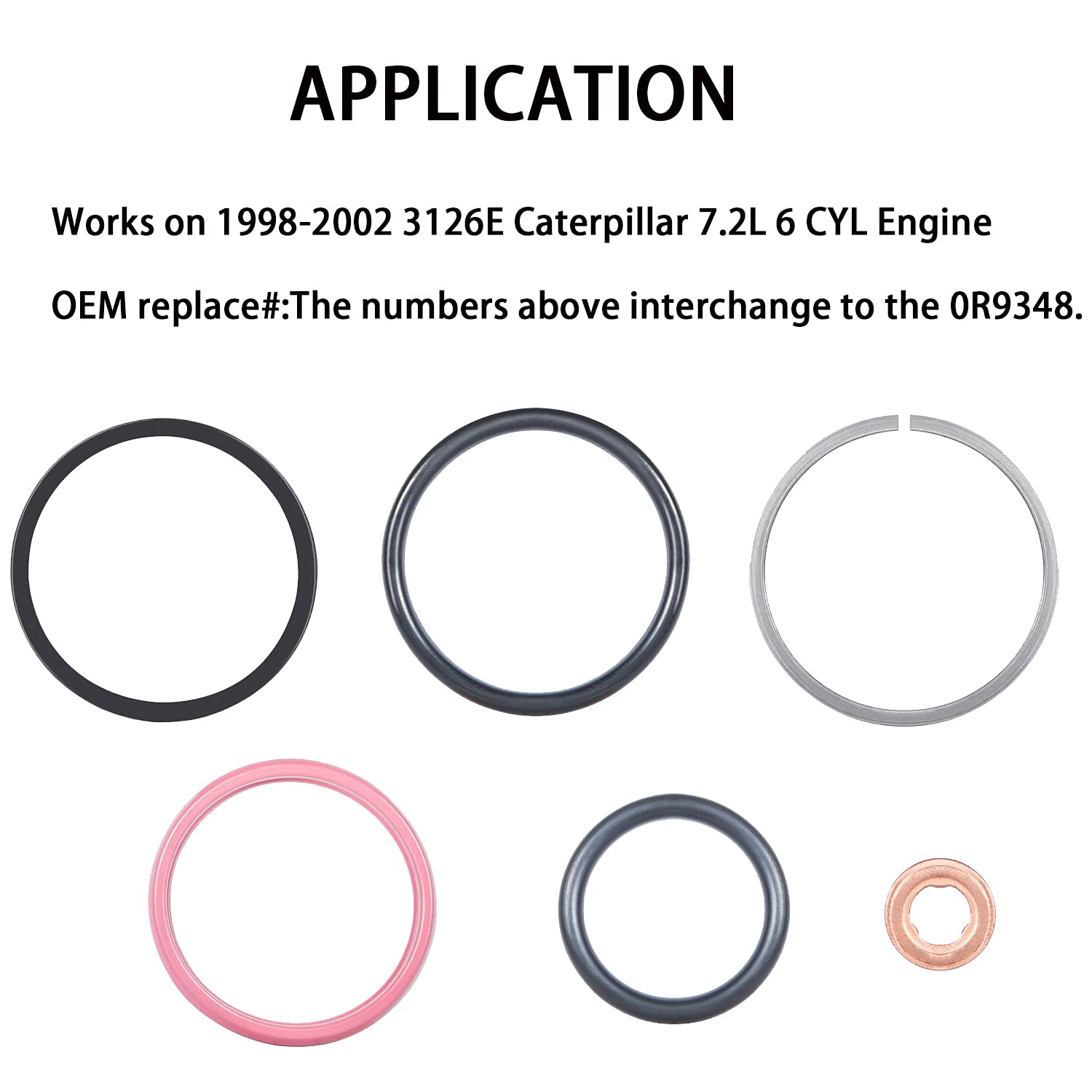 Castnoo Diesel Fuel Injector O-Ring Seal Kit Compatible For Cat Caterpillar 3126B Diesel 0R9350 (6)
